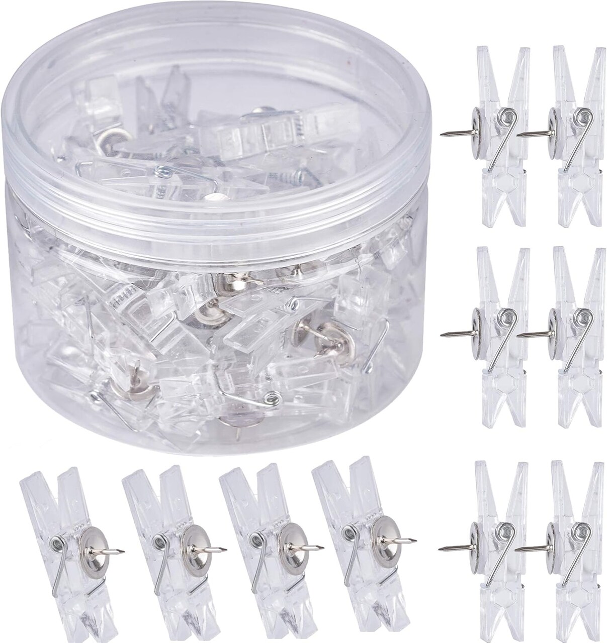 60 pcs decorative push pin clips clear pushpins for bulletin cork boards arts cubicle walls and office projects